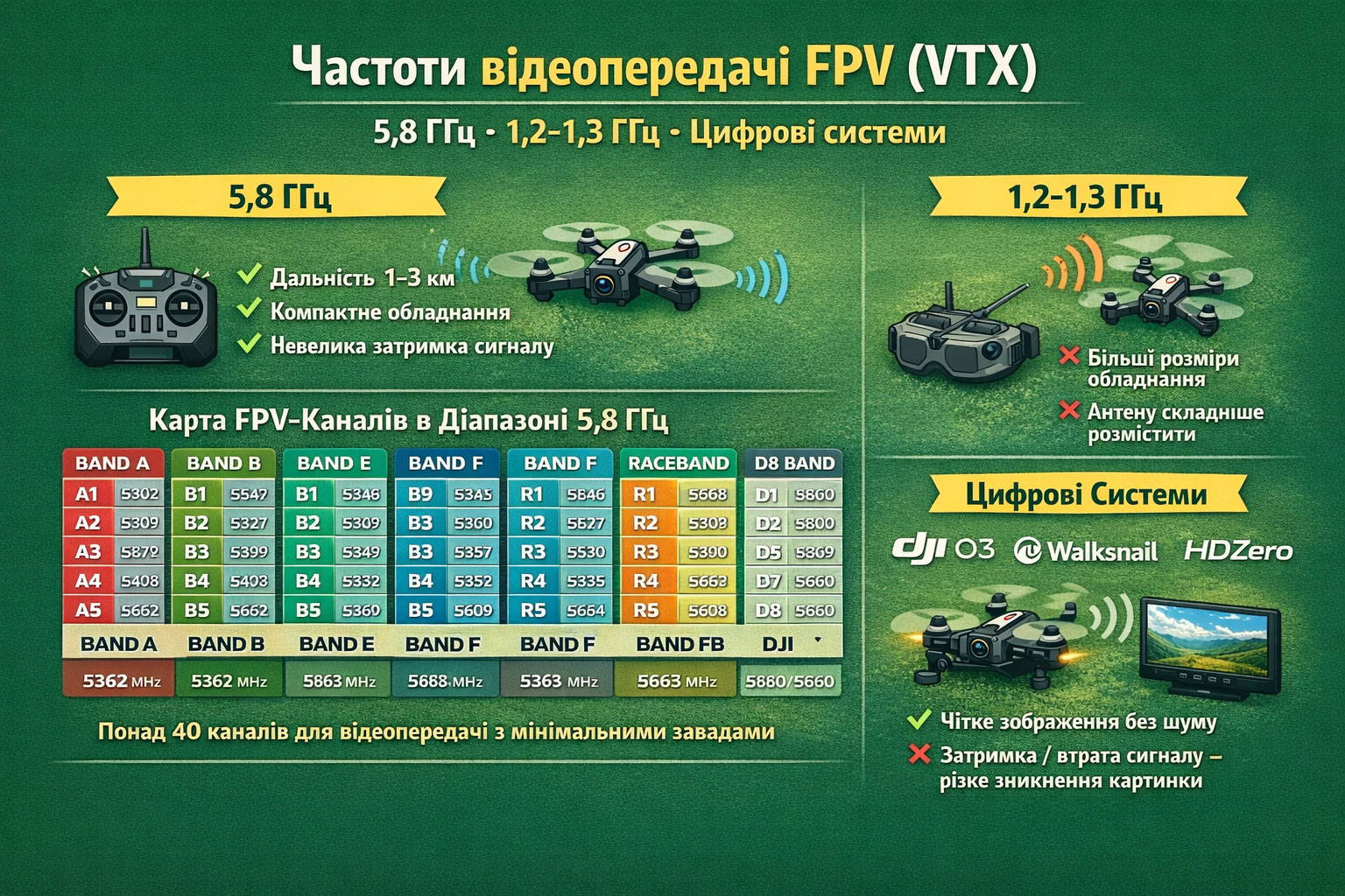ЧАСТОТЫ FPV-ДРОНОВ: КАКИЕ БЫВАЮТ И КАК ПРАВИЛЬНО ВЫБРАТЬ