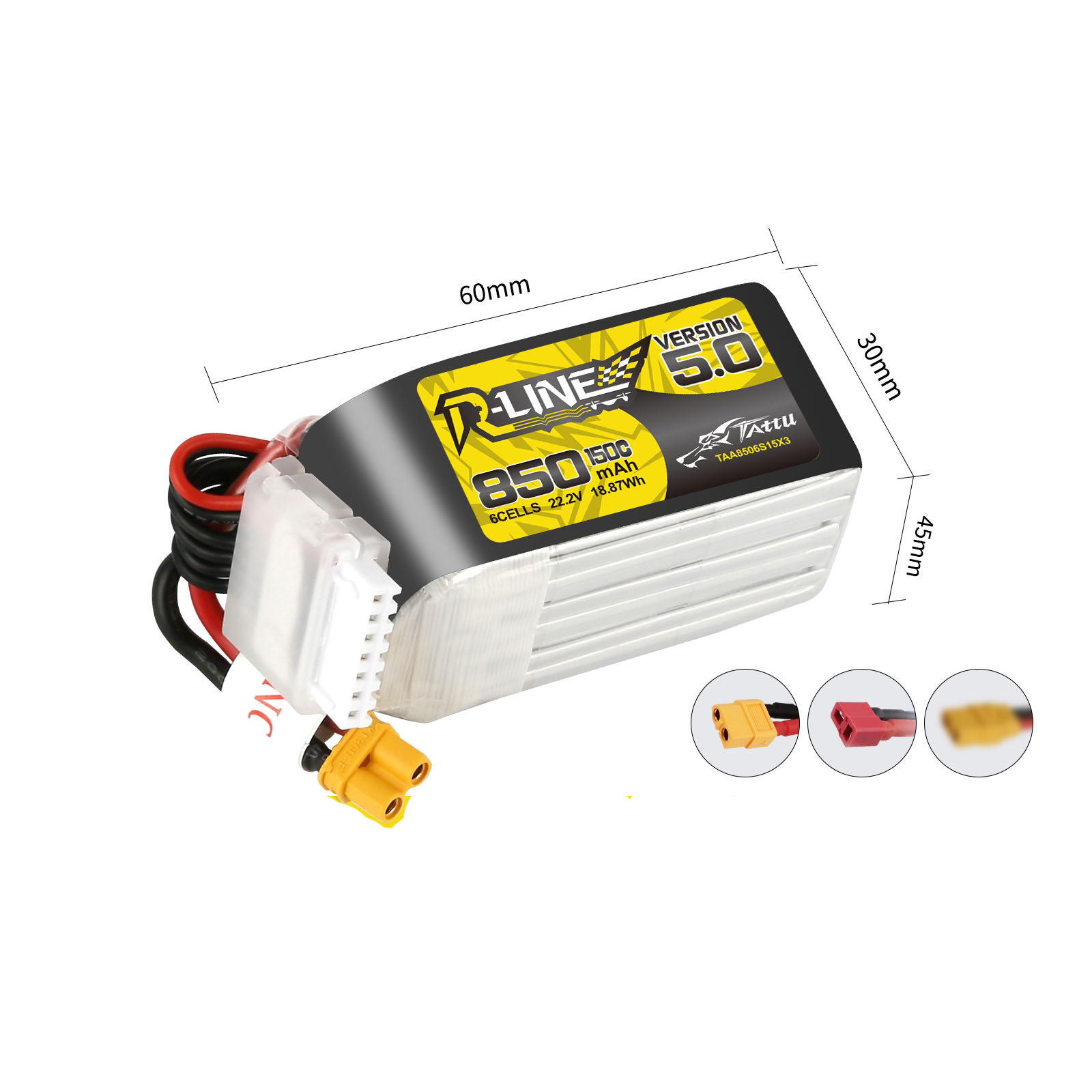 аккумулятор для fpv дрона 6S1P 150C 850mAh 22.2V