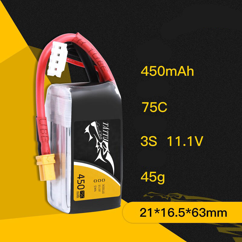 аккумулятор для fpv дрона 3S1P 75C 450mAh 11.1V