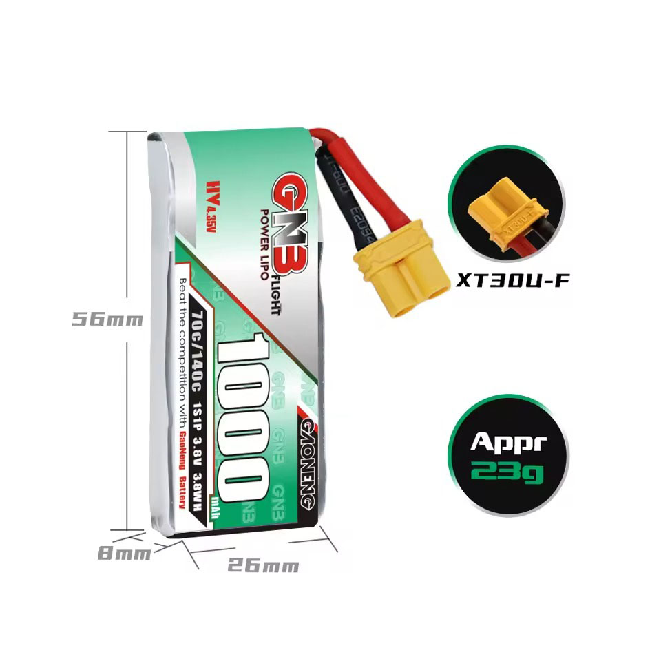 lipo аккумулятор 1000mAh 1S1P 70C 3.8V